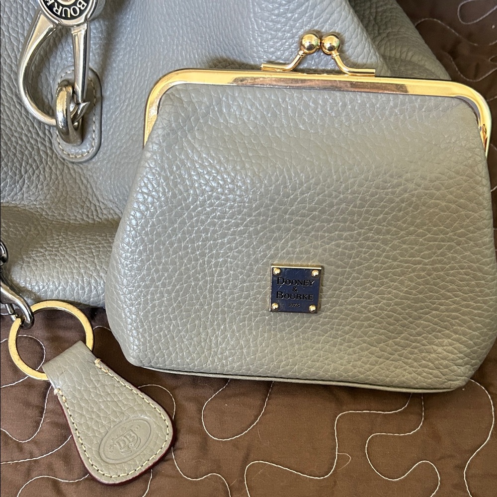 Dooney & Bourke Gray Leather Hobo Bag Set